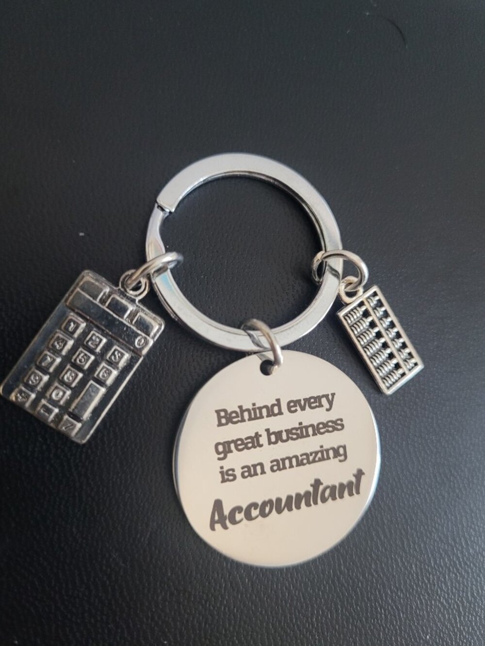 Accountant Keychain Calculator Abacus Auditor CPA Graduation Gift Silvertone